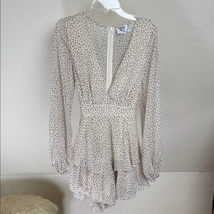 PRINCESS POLLY Cream w/Brown dots Romper. Size 2